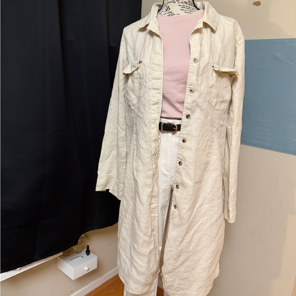 J. Jill Cream Long Button-Up Shirt